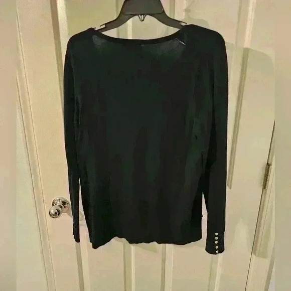 BODEN Tilly Crewneck Sweater Split Contrast Hem Button Sleeve Black Size L - Picture 5 of 5
